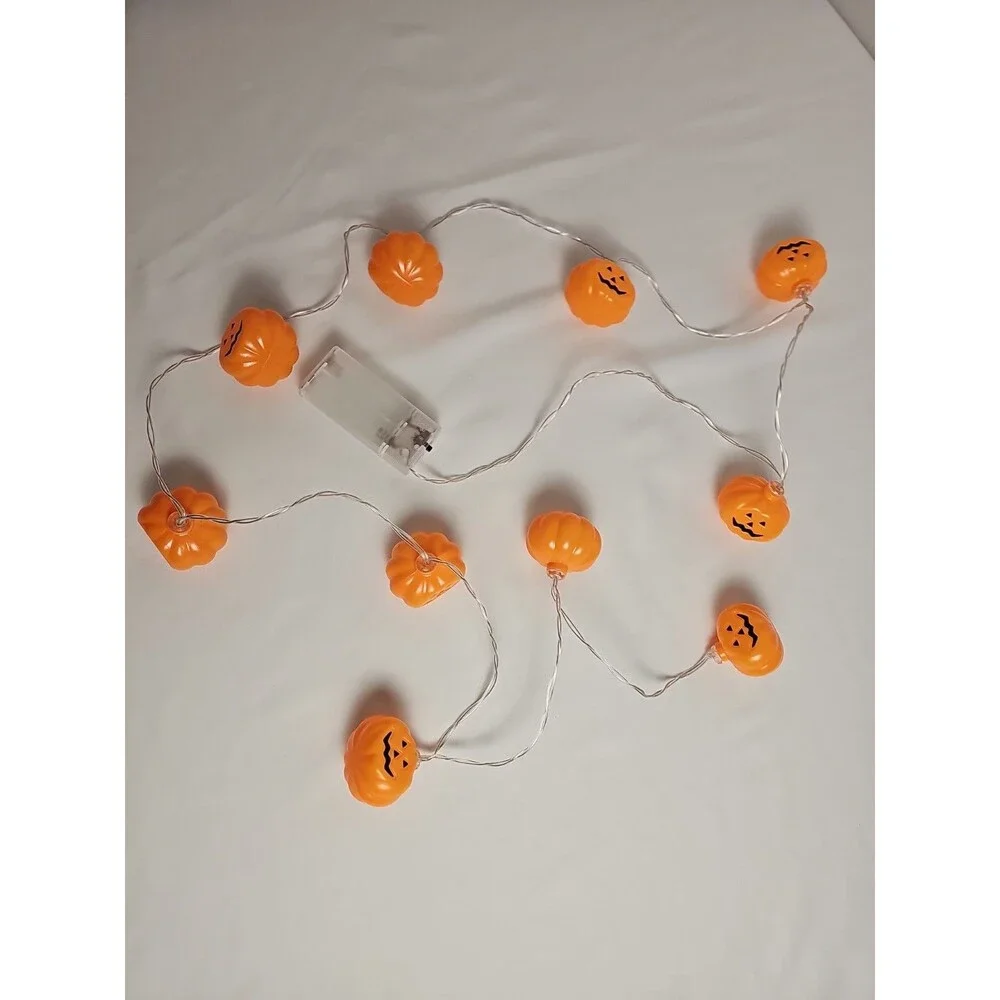 Halloween Pumpkin String Lights Jack-O'-Lantern Battery Operated Decor New